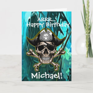 Cartão Carta de Navio Caveira Cruz Capitão Pirata Ossos