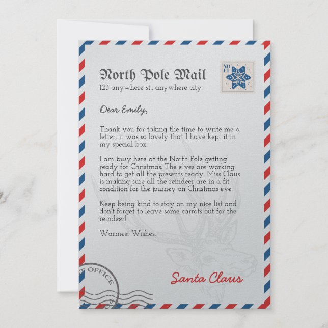 Cartão Carta de Papai Noel do Polo Norte Personalizada (Frente)