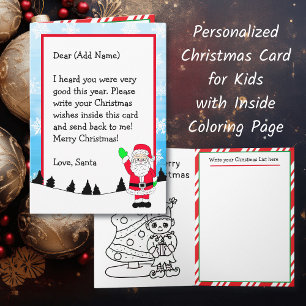 Cartão Carta de Papai Noel Lista de Natal Página para