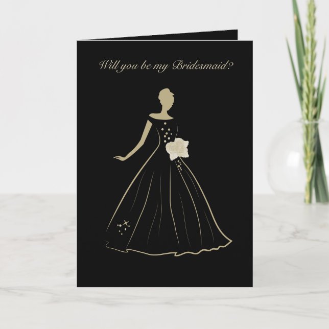 Cartão carta de saudação dobrada elegante de Bridesmaid (Frente)
