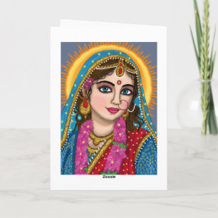Cartão Carta de Saudação Goddese Radha   Divine Hindu Dev