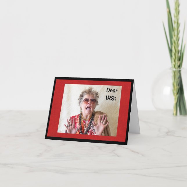 Cartão Carta de Saudação Humorosa IRS - Folha de Saudação (Frente)