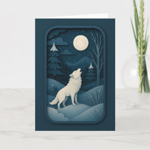 Cartão Carta do Lobo Branco Uivando sob a Luz da Lua