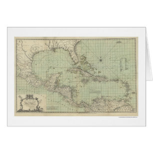 Cartão Carta do mapa das Índias Ocidentais - 1774