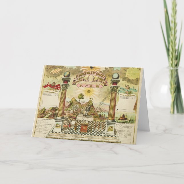 Cartão Carta emblemática e história maçónica de FAM (Frente)