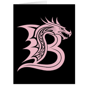 Cartão Carta Estilizada com Dragão B, Alfabeto de Dragão,