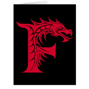 Cartão Carta Estilizada com Dragão F, Alfabeto de Dragão,