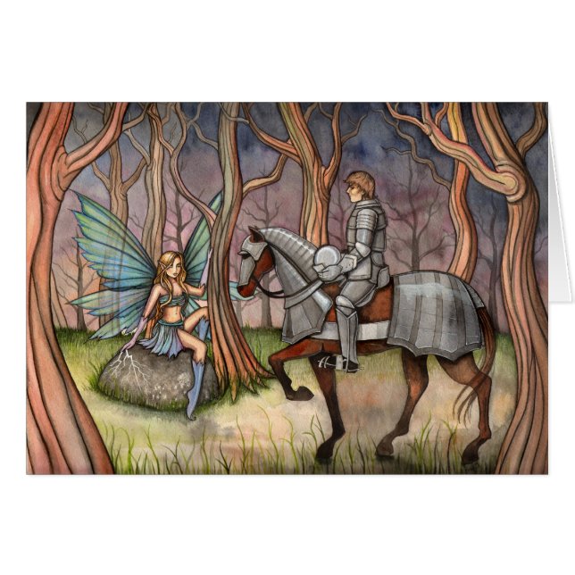 Cartão Carta Fada e Cavaleiro de Molly Harrison (Frente Horizontal)