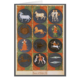 Cartão Carta Zodiacal Astrológica Vintage Celestial, 1475