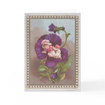 CARTÃO: Arte Antiga Fada Flor Roxa Vintage