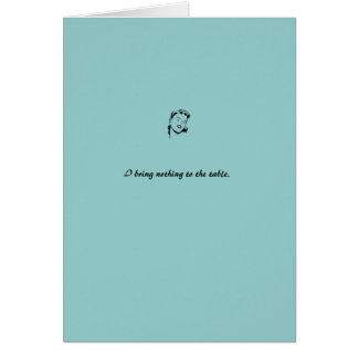 Cartão cartão: azul "eu não trago nada à mesa "