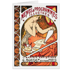 Cartão Cartão/ Convite: Alphonse Mucha - Menus