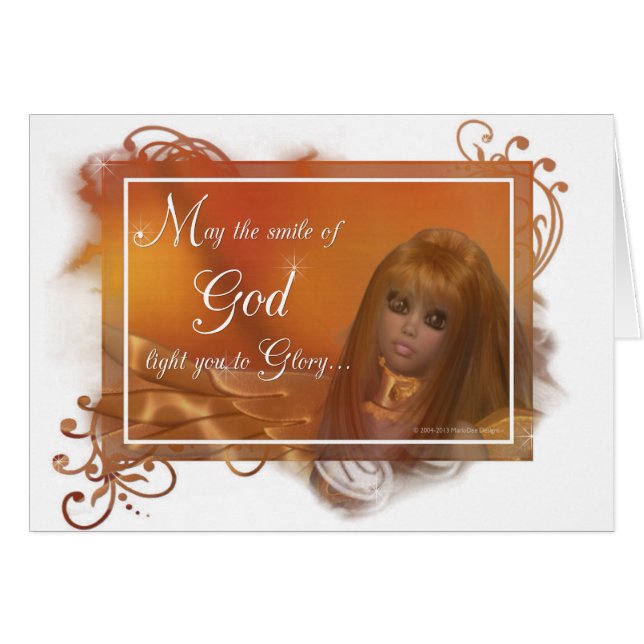 Cartão Cartão-Cristão Glória de Deus do ouro Angel (Frente Horizontal)