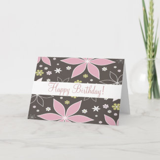 Cartão "Cartão de Aniversário", de cor-de-rosa e castanha