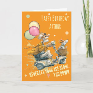 Cartão ~Cartão de aniversário engraçado de scooter de mob