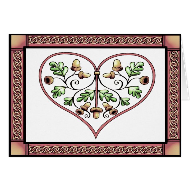cartão - cartão do coração do oakleaf pelo (Frente Horizontal)