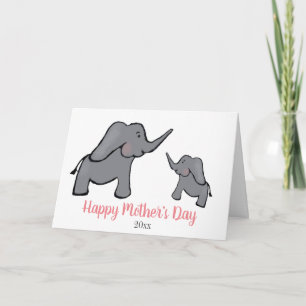 Cartão Cartão-mãe e filho de elefante dia de as mães