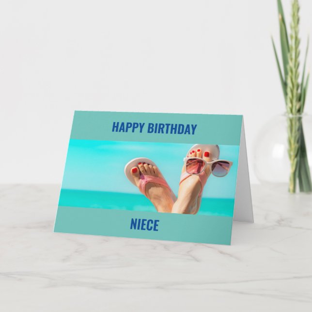 CARTÃO ***CARTÃO "NIECE" DE ANIVERSÁRIO DE PRAIA** (Frente)