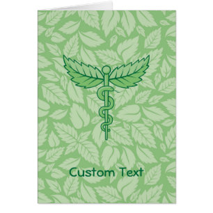 Cartão Cartão-postal Caduceus com Folhas de Fundo