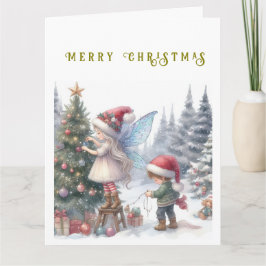 Cartão Cartão-postal de Fadas de Natal Bonito