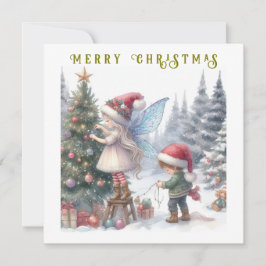 Cartão Cartão-postal de Fadas de Natal Bonito