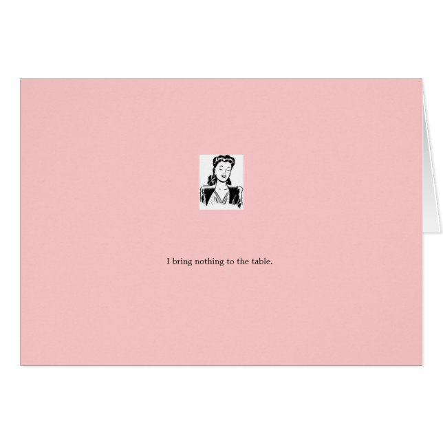Cartão cartão: rosa "eu não trago nada à mesa " (Frente Horizontal)