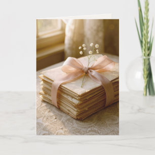 Cartão Cartas de Amor de Aniversário Antigas Amarradas Co