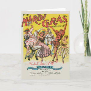 Cartão Cartaz Antigo Amarelo do Mardi Gras