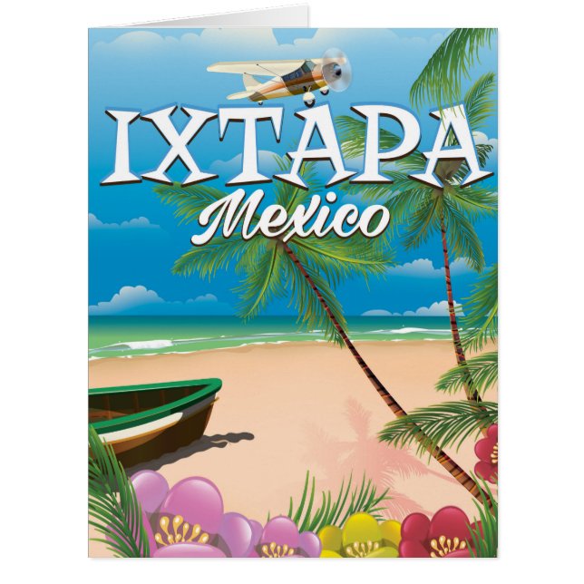 Cartão Cartaz da praia de Ixtapa México (Frente)
