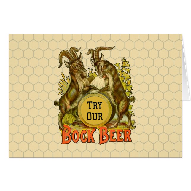Cartão Cartaz de Cerveja Bock Vintage: Antigo Salão de Bo (Frente Horizontal)