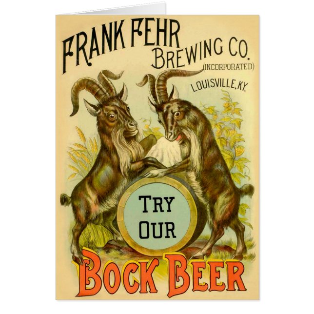 Cartão Cartaz de Cerveja Bock Vintage: Antigo Salão de Bo (Frente)
