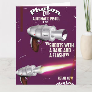 Cartão Cartaz de ficção científica da pistola vintage Pho
