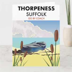 Cartão Cartaz de praia vintage Thorpeness Suffolk.