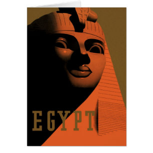 Cartão Cartaz de Viagem Antigo com Esfinge, Egito, África
