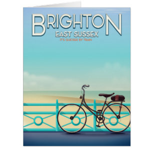 Cartão Cartaz de viagem antigo de Brighton, East Sussex.