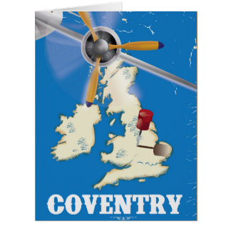 Cartão cartaz de viagem antigo de Coventry