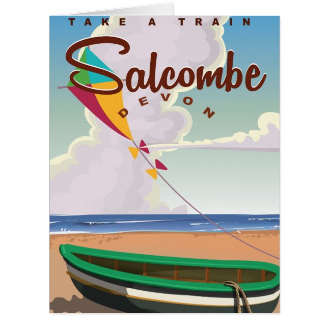 Cartão Cartaz de Viagem Antigo Salcombe, Devon (Frente)