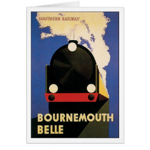 Cartão Cartaz de Viagem Antigo, Trem Bournemouth Belle