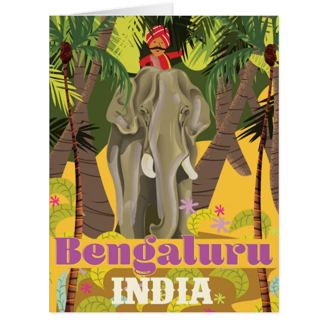 Cartão Cartaz de viagem da Índia de Bengaluru (Frente)