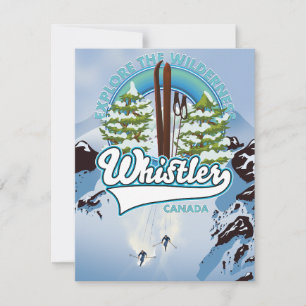 Cartão cartaz de viagem de esqui no whistler Canadá.