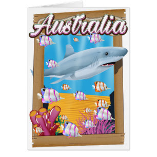 Cartão Cartaz de viagem de tubarão submarino da Austrália
