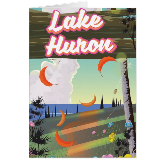 Cartão Cartaz de viagem do Lago Huron (Frente)