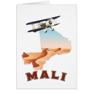 Cartão Cartaz de viagem do mapa antigo do Mali