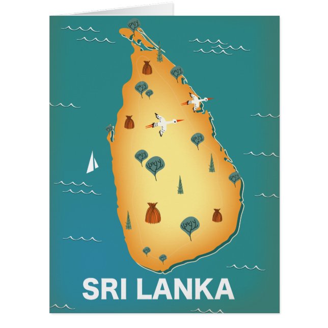 Cartão Cartaz de viagem do mapa do Sri Lanka (Frente)