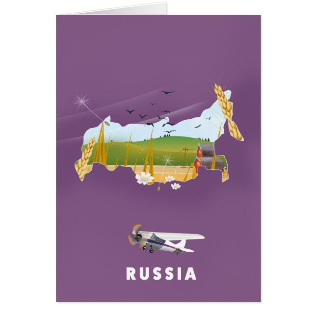 Cartão Cartaz de viagem do Mapa Russo (Frente)