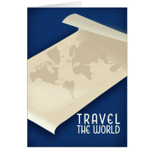 Cartão Cartaz de viagem estilo vintage Viajar pelo Mundo
