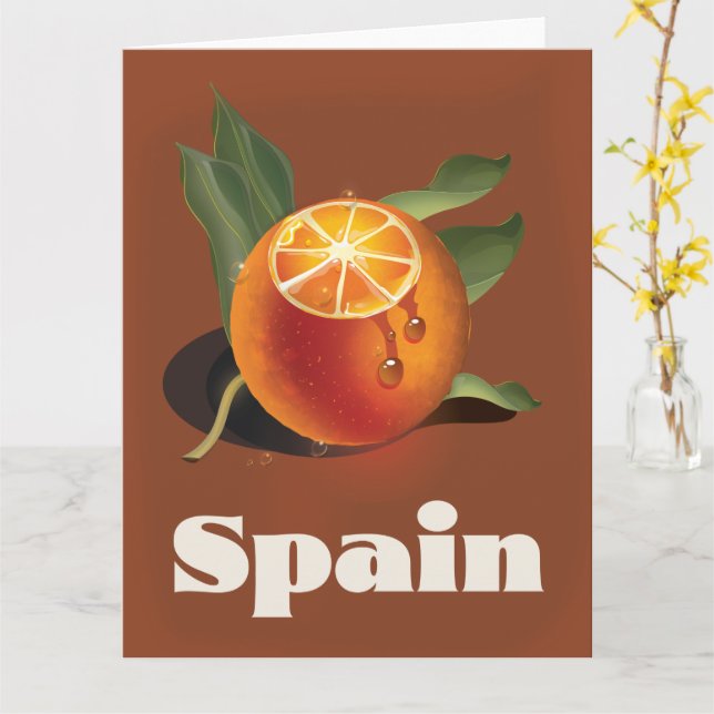 Cartão cartaz de viagem laranja da Espanha (Flor Amarela)