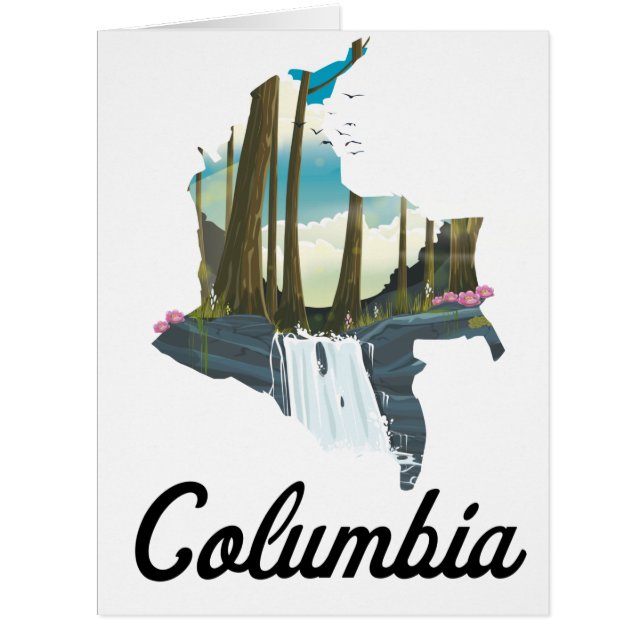 Cartão cartaz de viagem mapa da Colômbia (Frente)