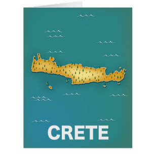 Cartão cartaz de viagem mapa de Creta