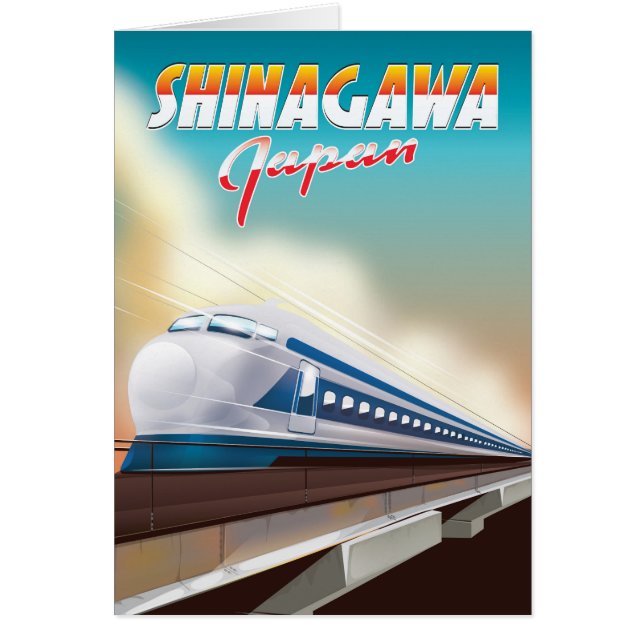 Cartão Cartaz de viagem Shinagawa Japão. (Frente)